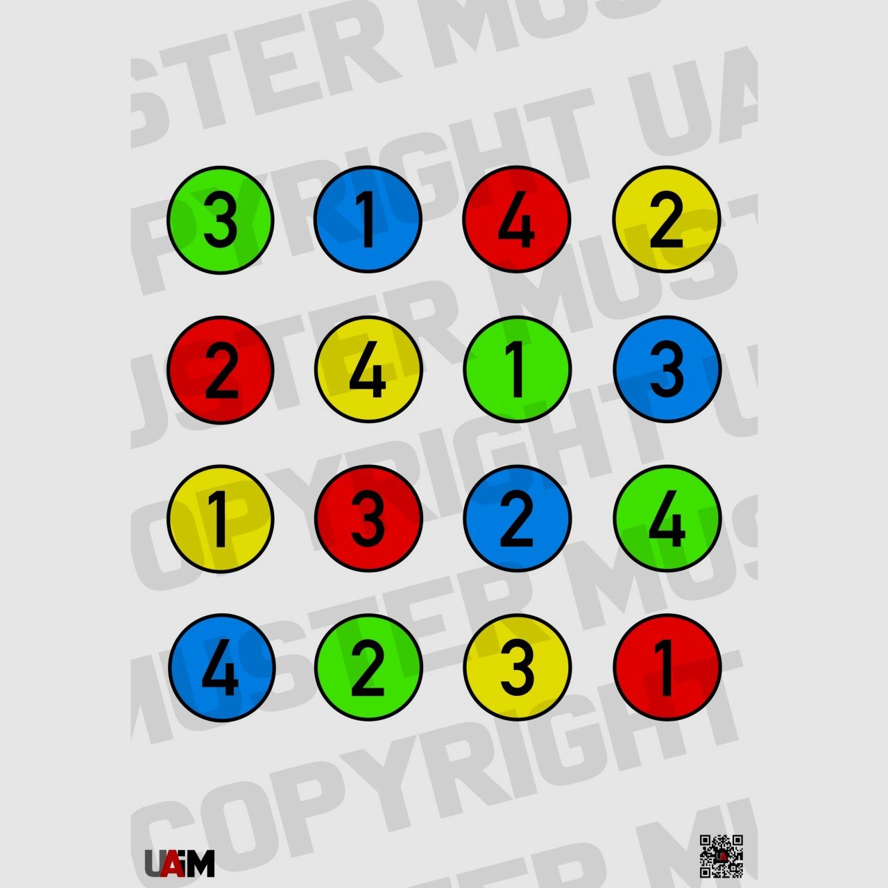 Number Color Dot Target DIN A1 - Target for precise drills and concentration...