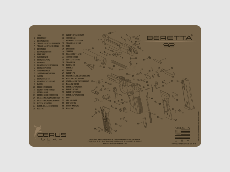 Cerus Gear Schoonmaakmat voor Beretta 92, afbeelding 2 van 3