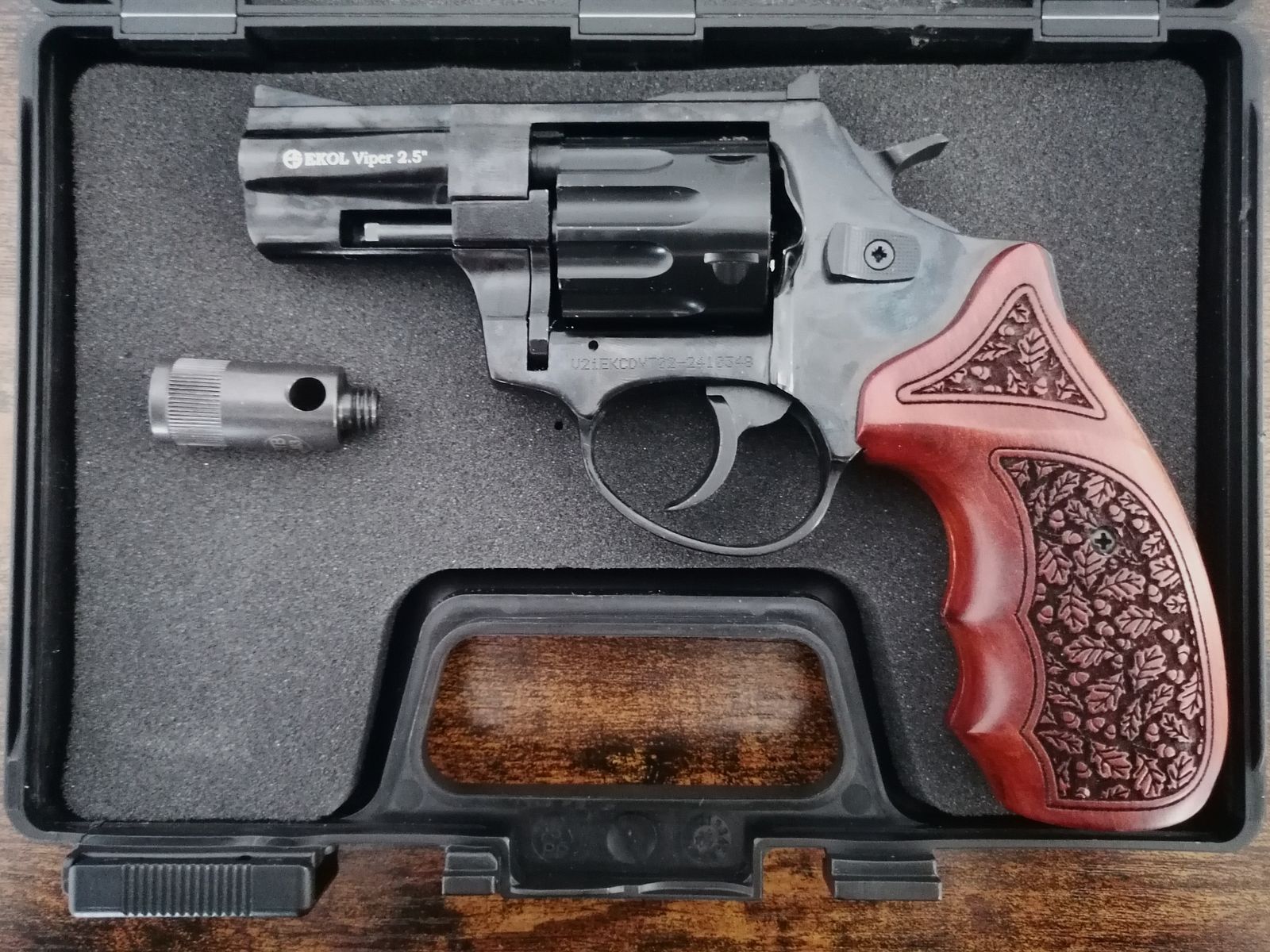 !!NEUWARE!! Ekol Viper 2,5" Gas Revolver 9mm RK Schwarz mit Echtholzgriffschalen und Koffer