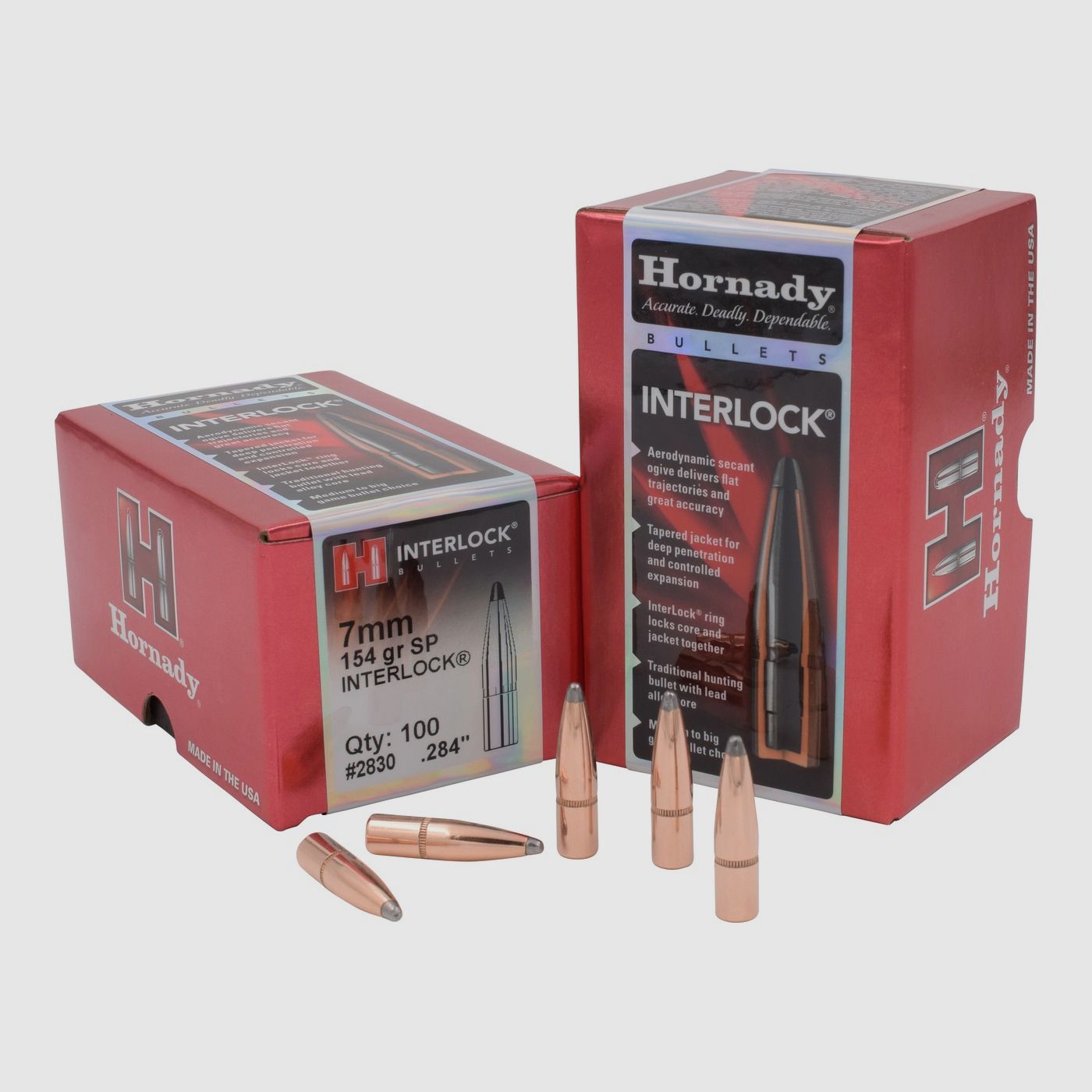 Hornady BULLETS 7MM/.284 154GR INTERLOCK SP – 100 Stk.