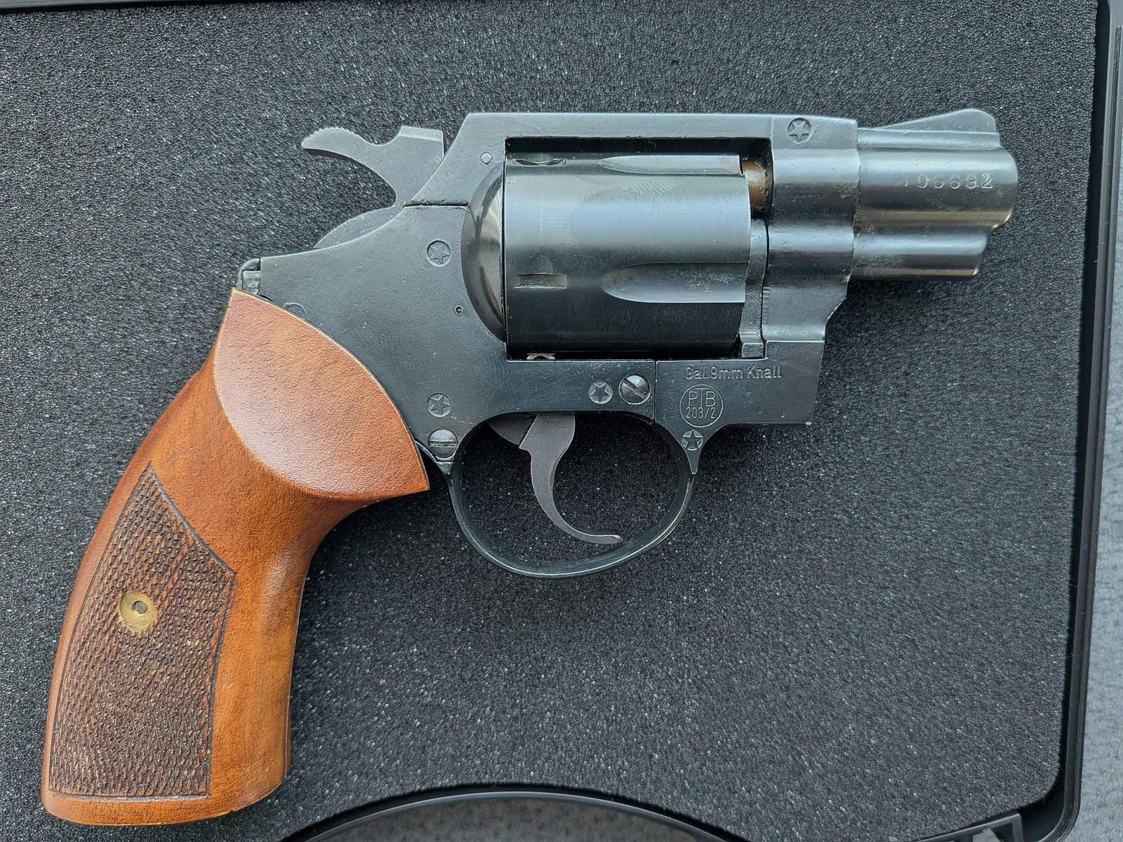 ME 38 Marshal - Révolver - PTB 203/2 - 9mm Knall - Poignée en bois - SSW