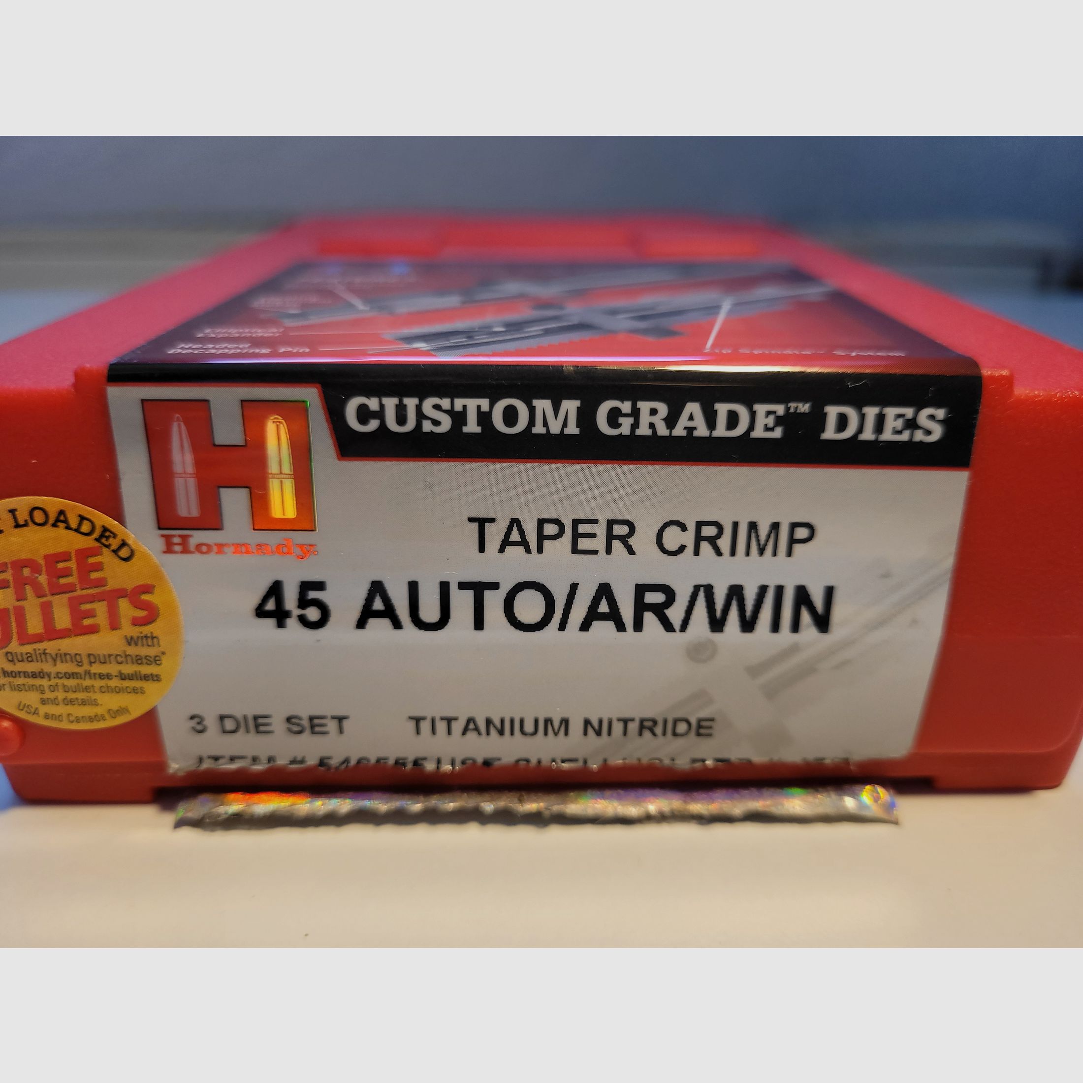 .45 ACP / AUTO / AR / WIN Hornady die set, carbide, TAPER CRIMP, Art-No.: 546555