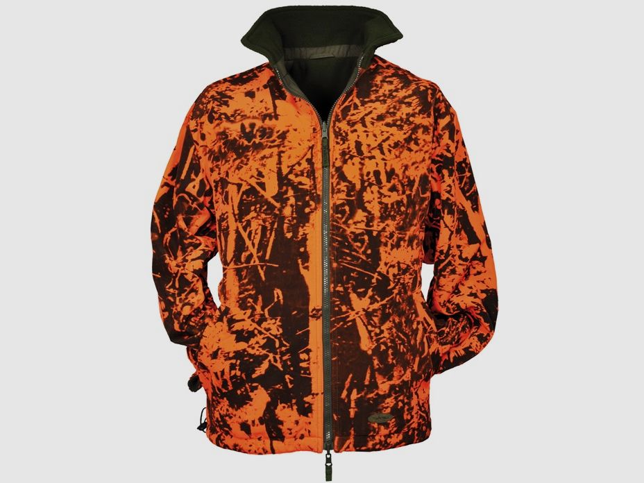 Warn-Wende-Fleecejacke DRÜCK - JAGD oliv/orange tarn