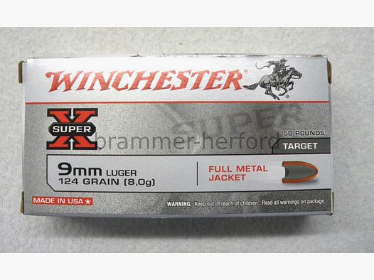 Winchester Super X 9mm Luger 124 grs. FMJ