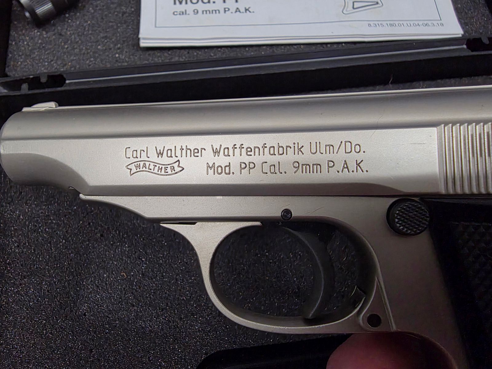 Walther PP Kaliber 9mm PAK Nickel PTB 765 Schreckschuss SRS