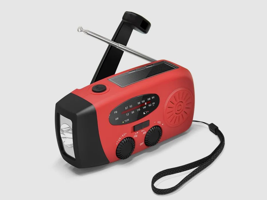 Radio à manivelle FM/AM avec batterie externe et chargement solaire