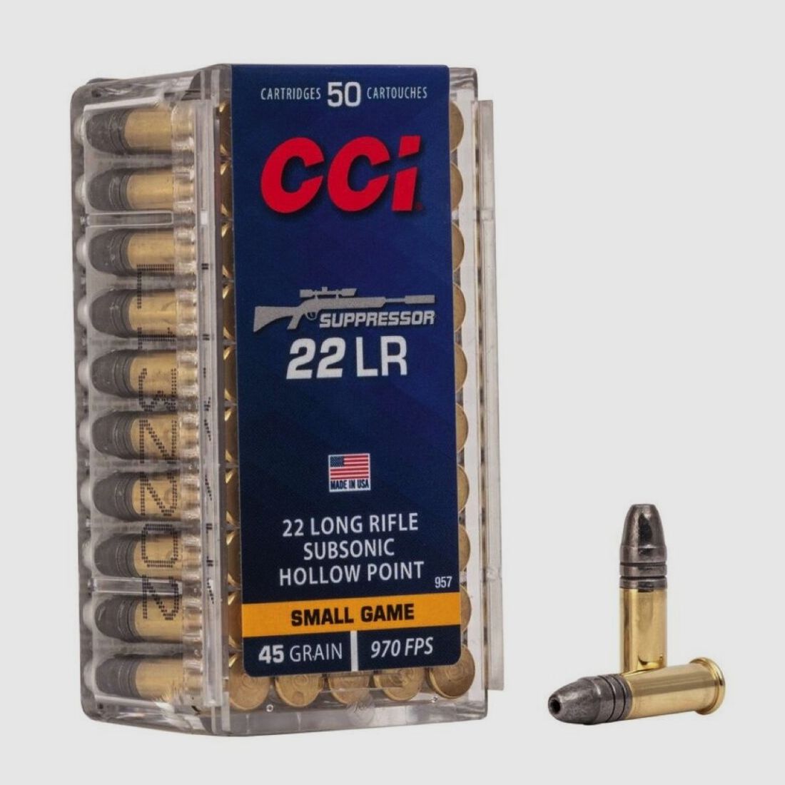 CCI Suppressor LHP 45grs 50St .22lr, image 1 sur 2