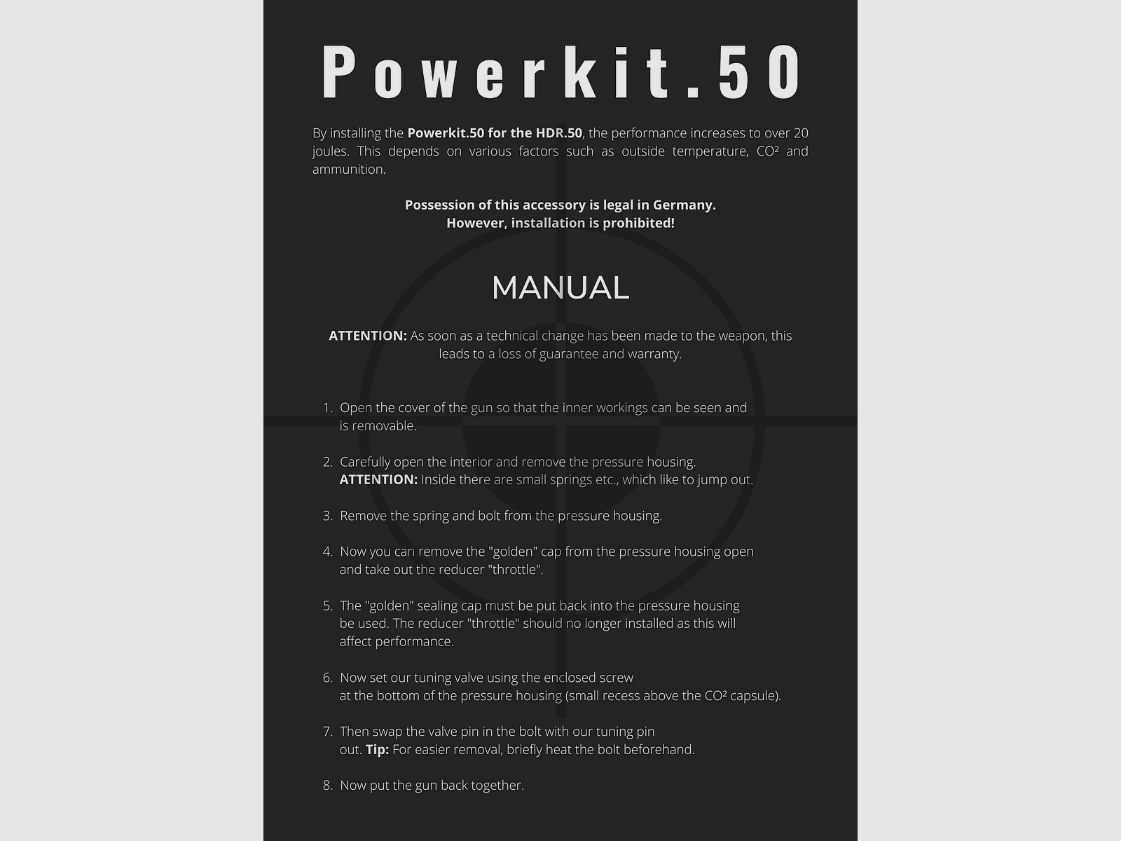 Powerkit.50 for HDR50 + GEN.2 | Exportventil | GOLD ELOXIERT | Maximale Power 7,5j Version | 20-30J