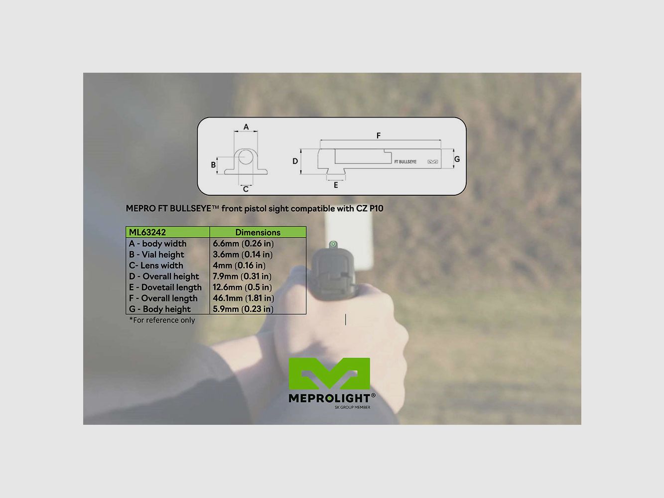 MEPRO FT BULLSEYE PISTOL FRONT CZ P10 G