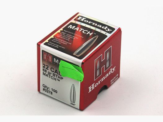 Geweerpatronen, Hornady .224 HP-BT, 68gr, 100 stuks, .223 Rem.