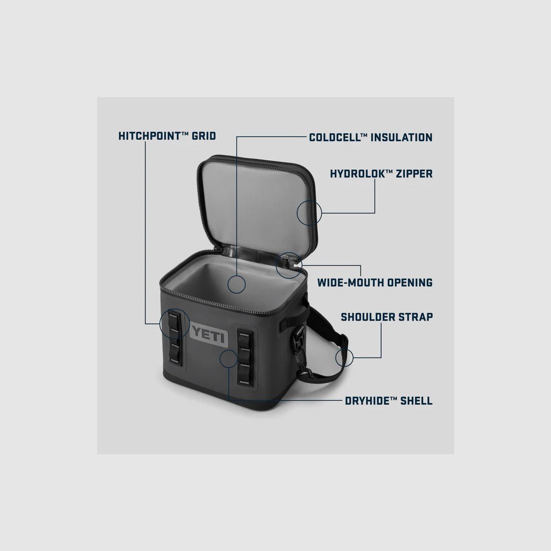 YETI® Kühltasche Hopper Flip® 12 - Fog Gray/Blue, Bild 8 von 8