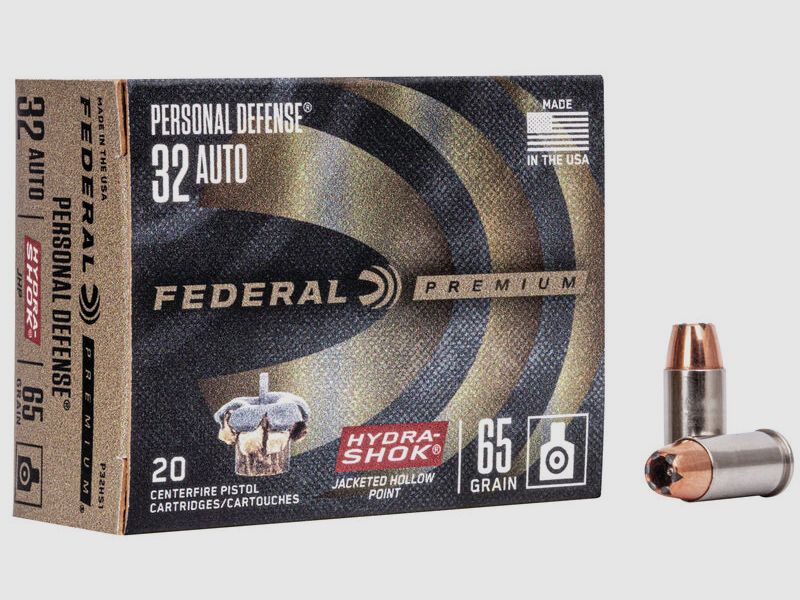 Federal Premium Personal Defense Hydra-Shok .32 ACP 65GR JHP 20 cartouches