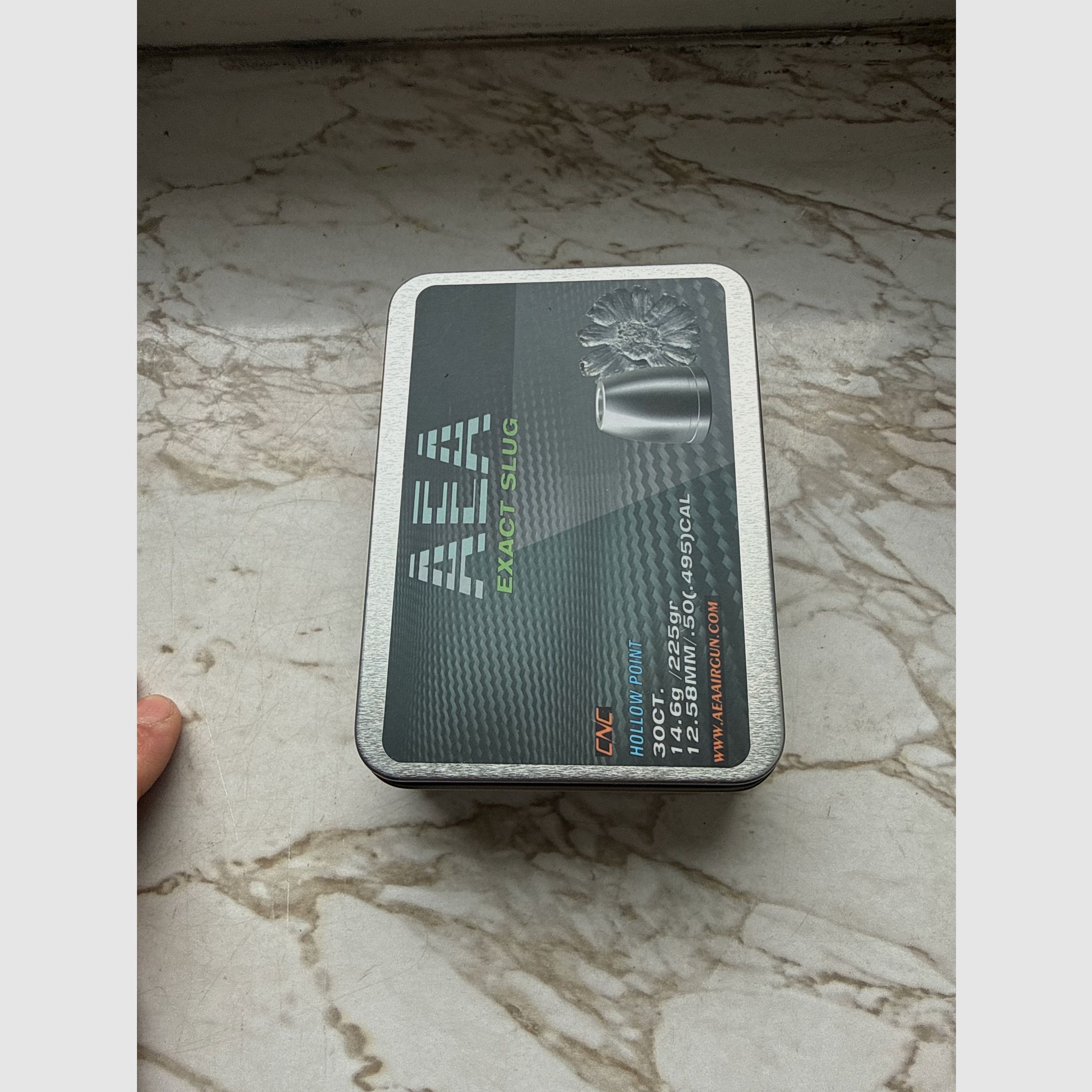 AEA Exact Slugs .50 (.495) CAL / 12,58 mm – 225 gr Hollow Point – 5 latas (4x OVP, 1x completo)