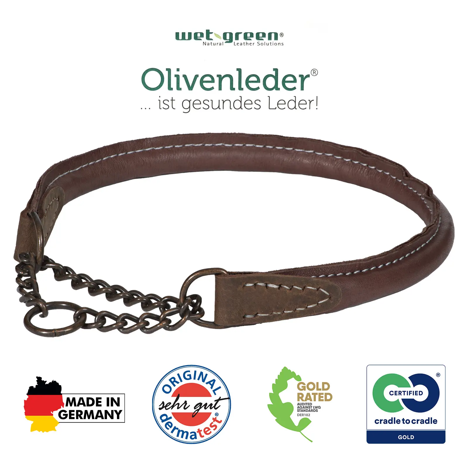 AKAH Hundehalsband aus Olivenleder, Bild 2 von 2