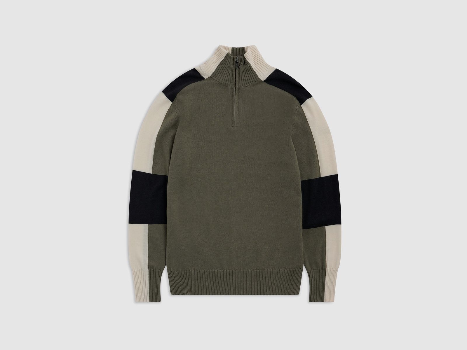 Bergans Lyderhorn Half-Zip Wollpullover Herren Green Mud/Dark Shadow Grey XL