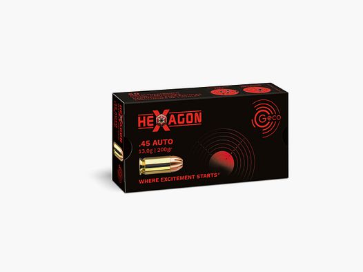 MUNITIONS GECO .45AUTO 13.0G 200GR HEXAGON X50
