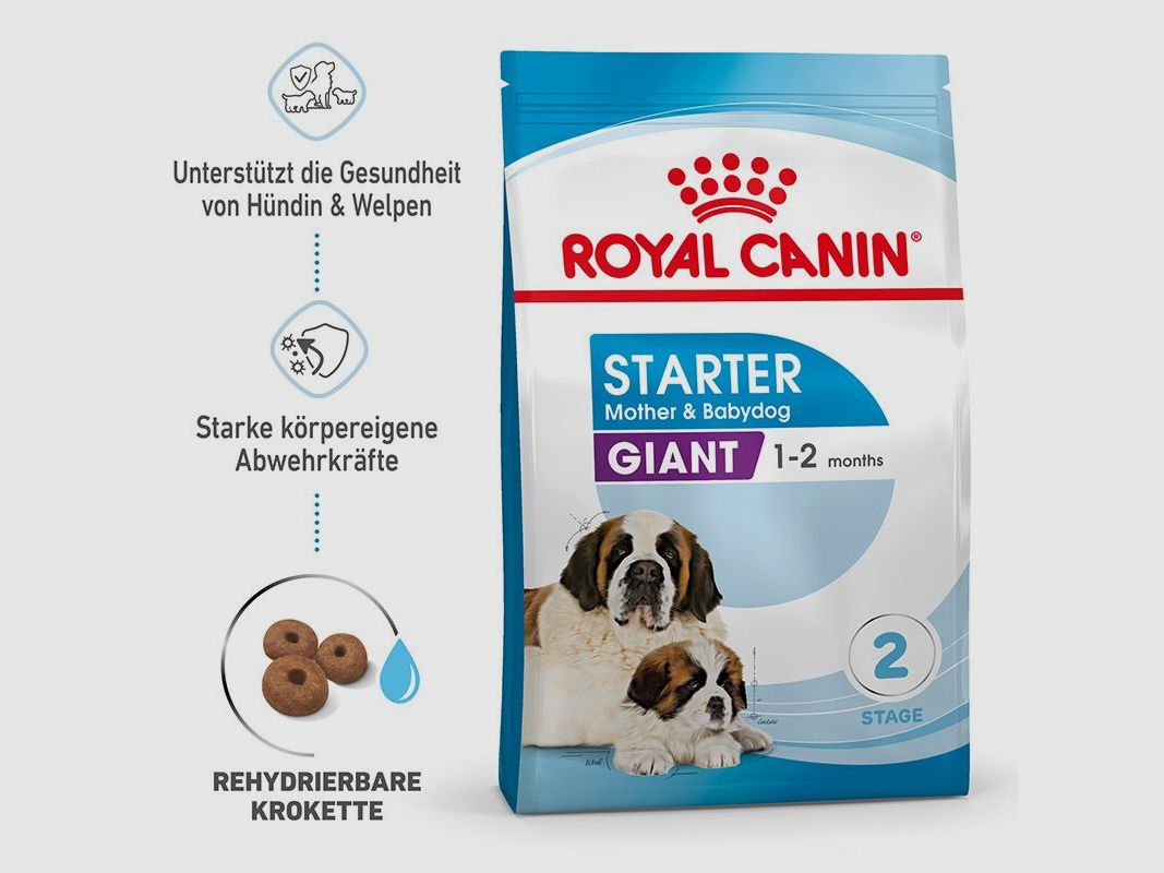 ROYAL CANIN Sehr Große Hunde Trockenfutter Starter Giant tragende Hündin und Welpen 15 Kg