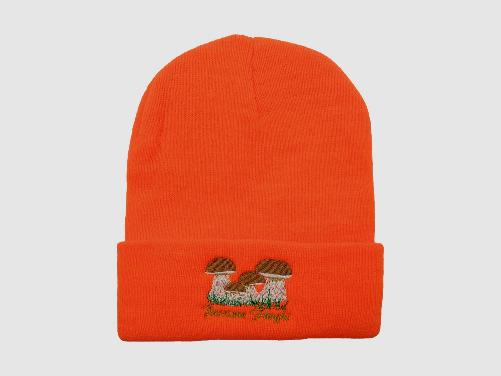 Oranje pet met paddenstoelenprint