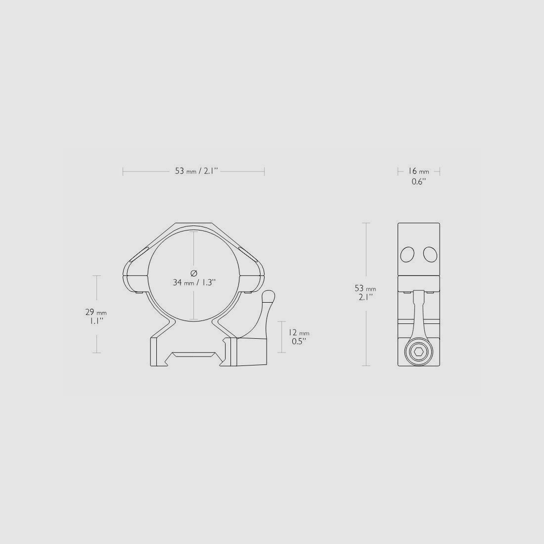 HAWKE 23030 2 sztuki montażu pierścieni 34 mm Precision Steel Weaver niski dźwignia
