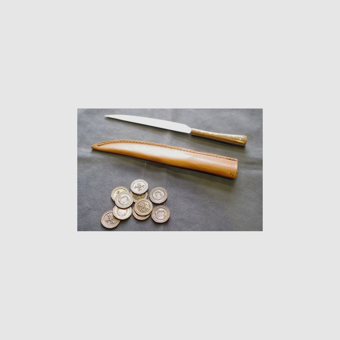 Kleines Messer und Metallmünzen / Larp Set , Ideale Zubehör für Mittelalter Feste