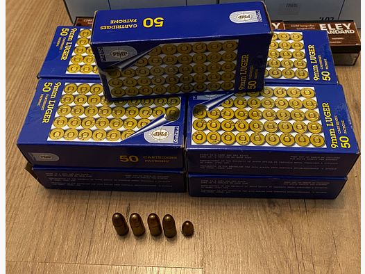 450 colpi di munizioni calibro 9 mm Luger del produttore PMP
