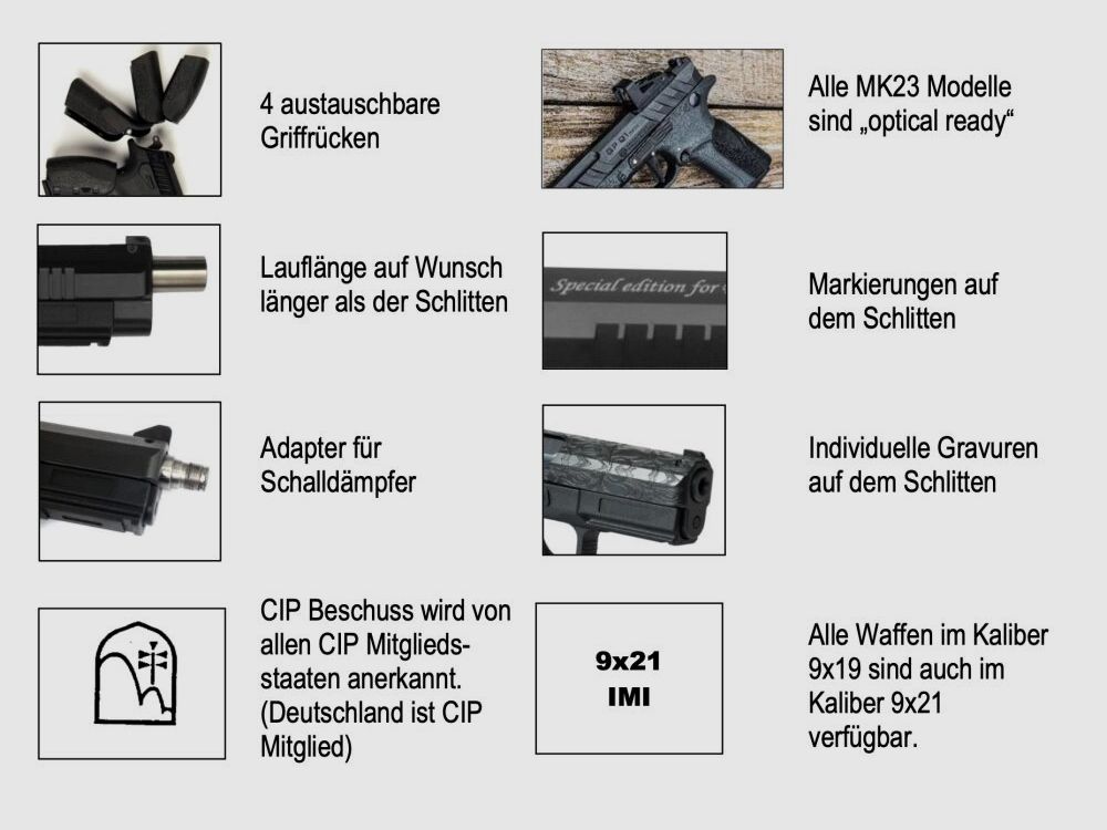 Grand Power Q100 MK23 NEU auf Lager, Drehlaufverschluss!! 9mmLuger inkl. MOS / OR