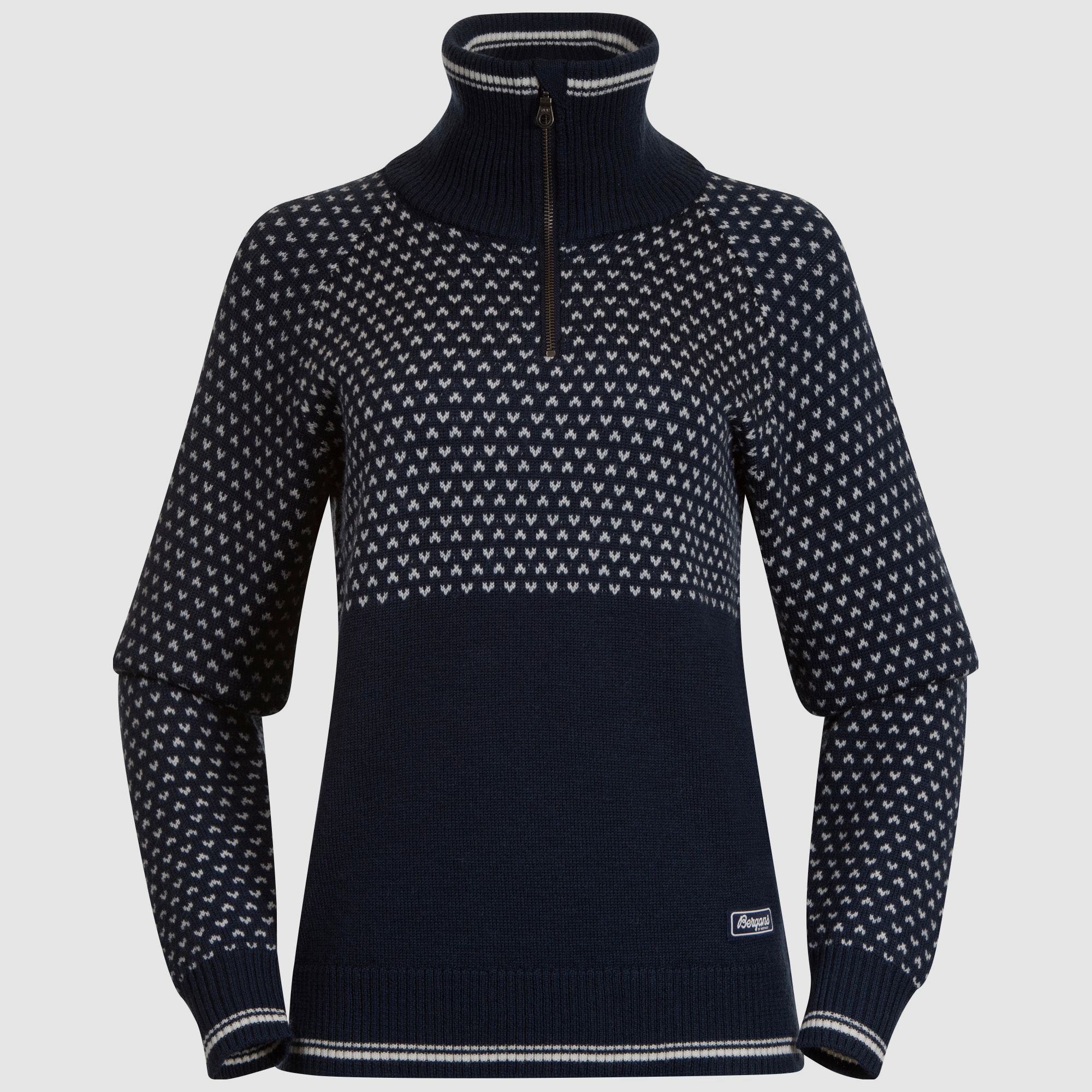 Bergans Alvdal Wool Half Zip Donna Blu Navy/Bianco Vaniglia XS