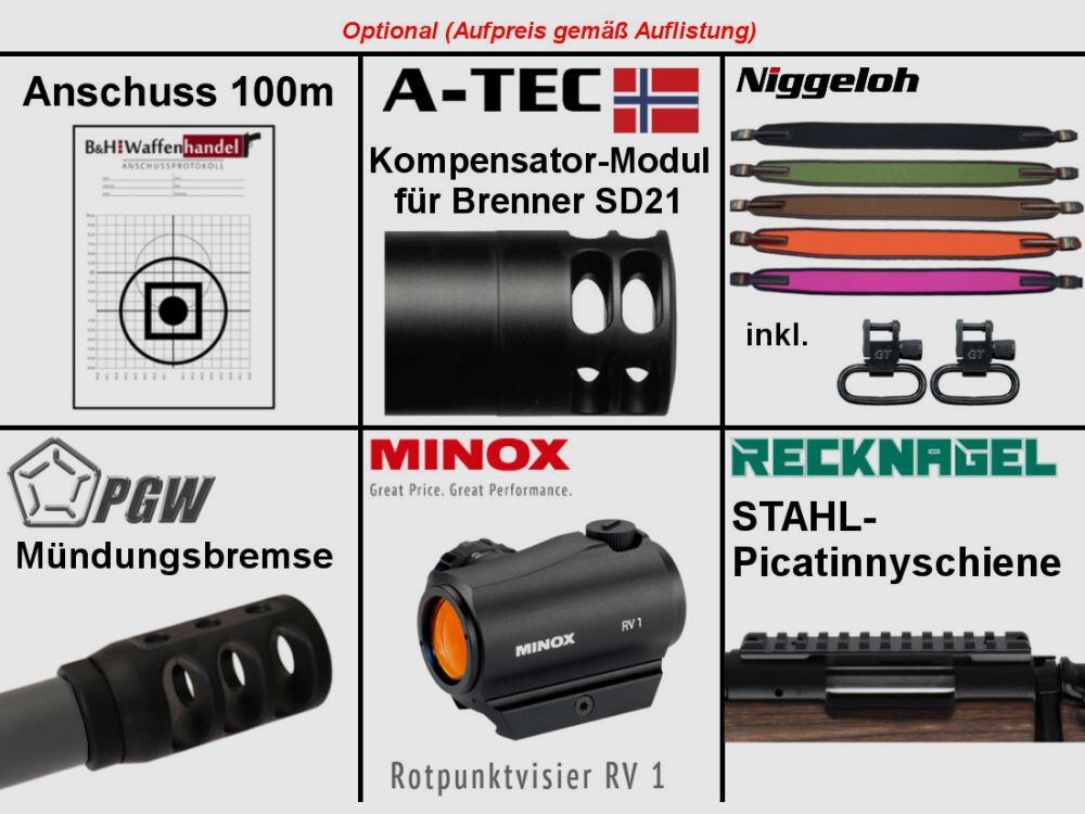 Bergara B14 B&H Prohunter Flex LINKS Lochschaft inkl. Zeiss 3-12x56 fertig montiert / Optional: Brenner Schalldämpfer