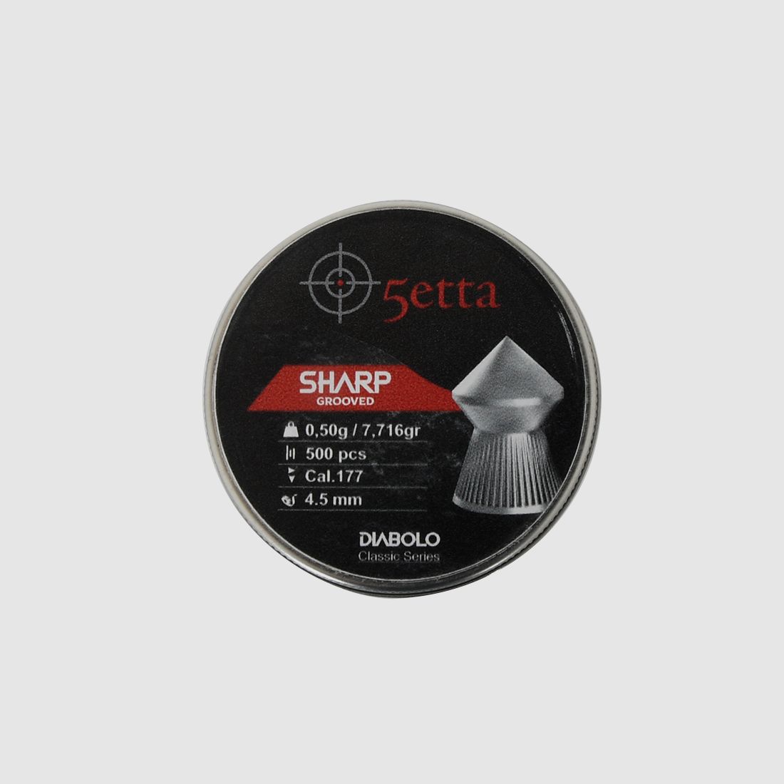 5etta Luftgewehrgeschosse, scharf gerillt, 4,5 mm, 0,5 g / 7,71 g, 500 Stück