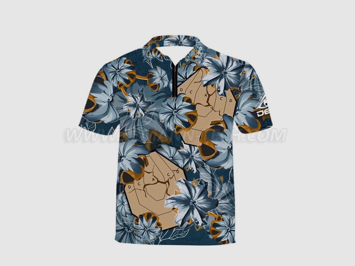 DED Blue Bullet Floral IPSC Ziel T-Shirt, Größe: 5XL, Benutzerdefinierter Name: Mit Benutzerdefiniertem Namen, Bekleidungsart: Damen, Bild 1 von 3