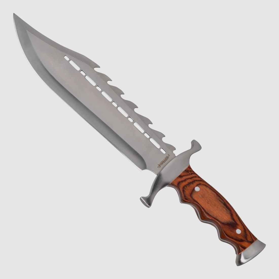 Bowie knife with extraordinary blade and pakkawood handle