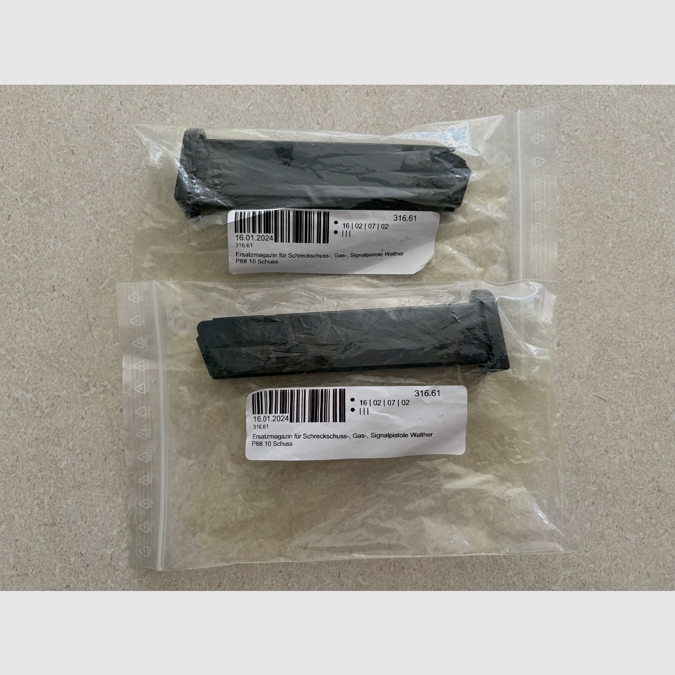 2x Original Walther P88 spare magazine | 10 rounds | 9 mm P.A.K. | New