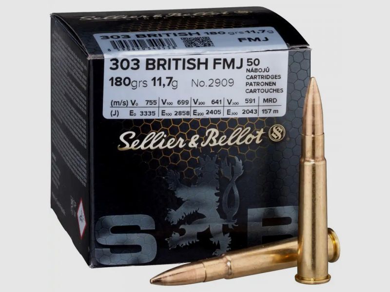 SELLIER & BELLOT .303 BRITISH - FMJ - 180GRS. - 50 PIÈCES