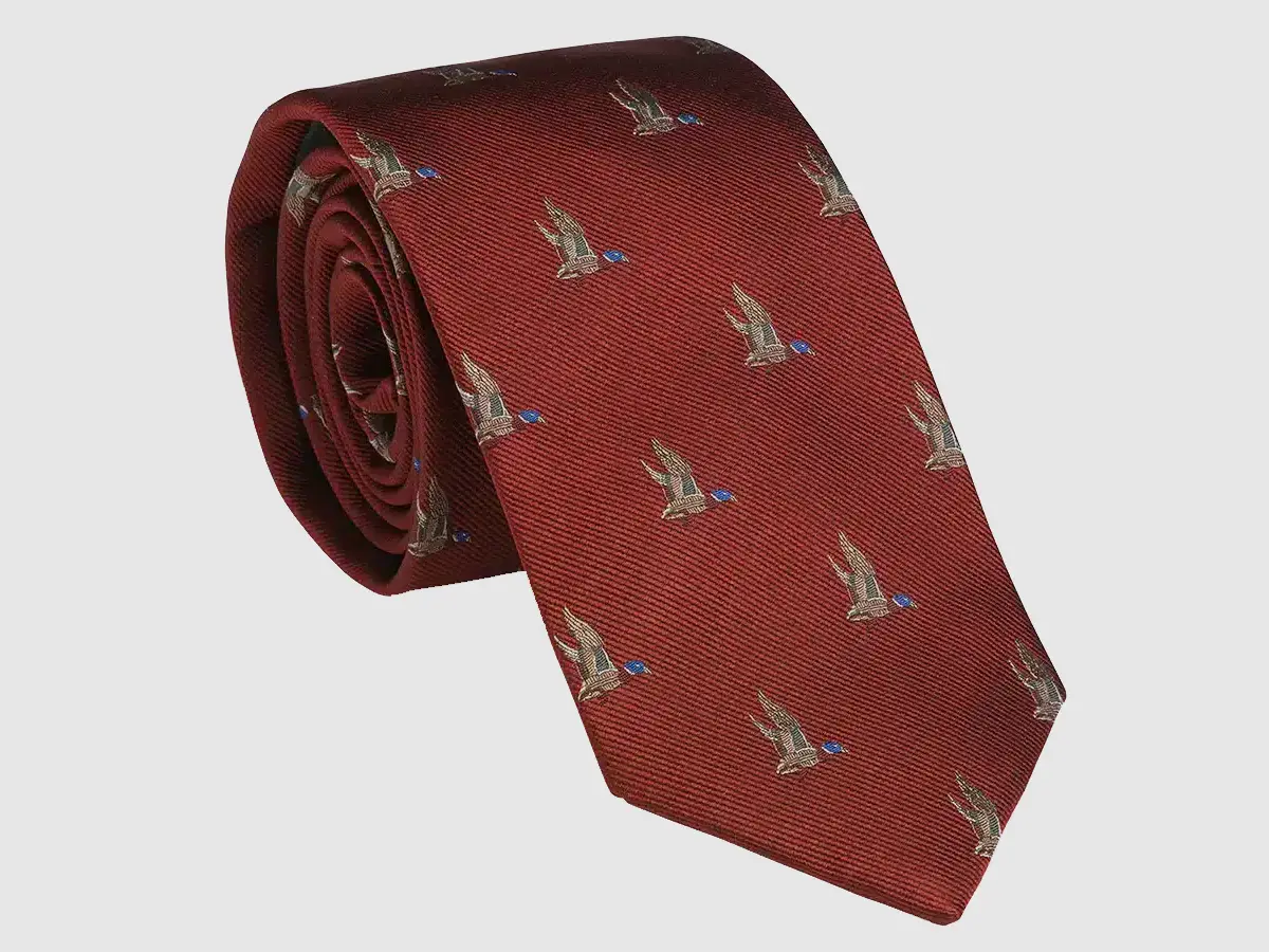 Laksen Sporting <br> Duck In Flight Tie Vintage Red