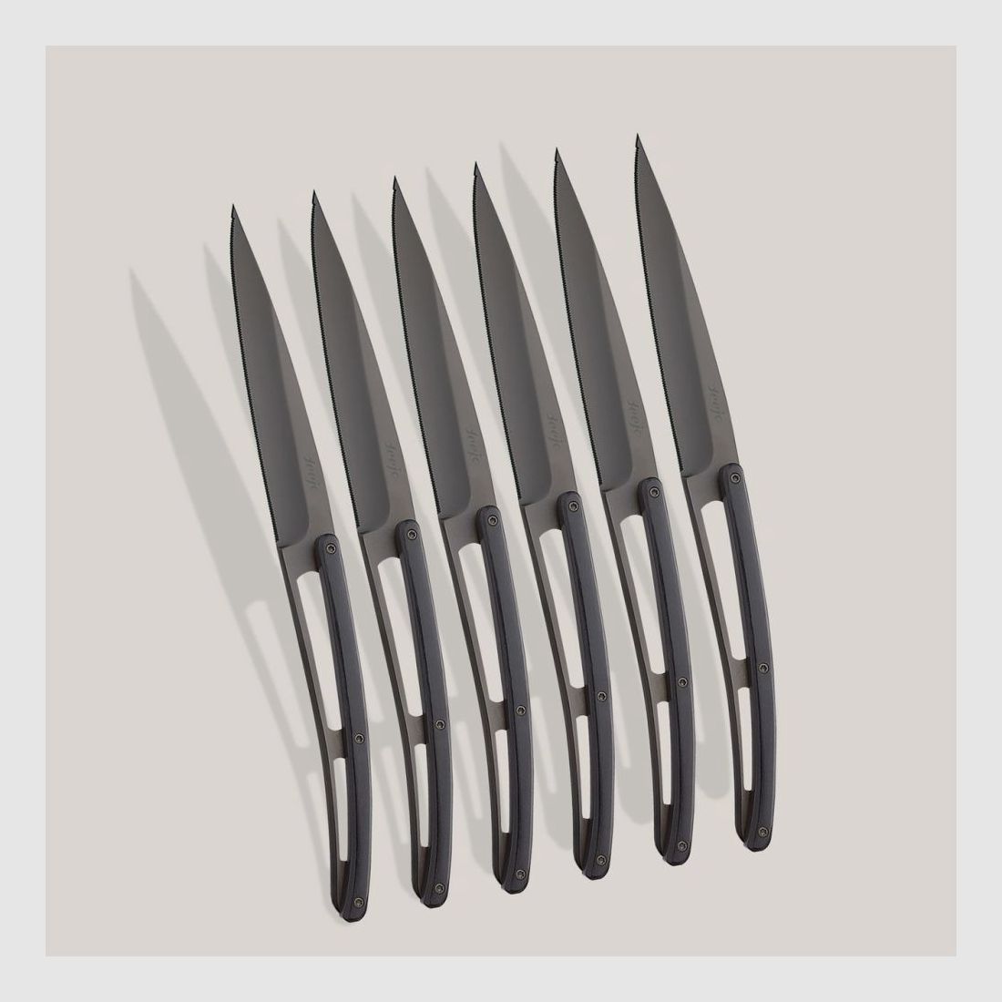 6 Deejo-Steakmessern Serrated, Ebenholz