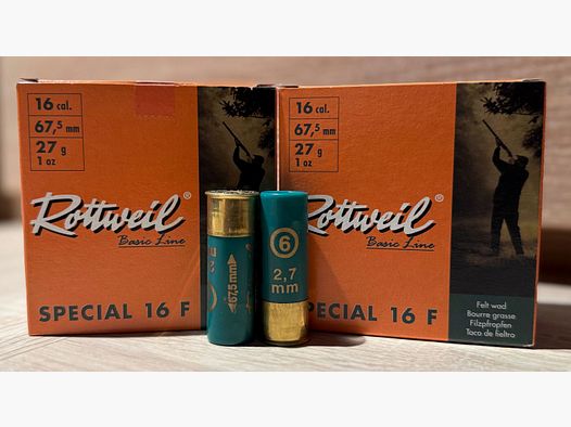 Rottweil Special 16 F - 16/67.5 - 27g - No. 6 (2.7mm) - Lead