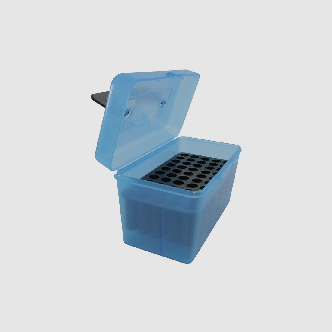 MTM Deluxe caja de cartuchos H50-RM-24 azul clara con tapa abatible y asa para 50 cartuchos .308 y otros.