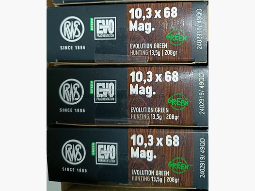 RWS EVO Evolution Green 10.3x68 Mag. 100 shots EVO Green 10.3x68 Mag