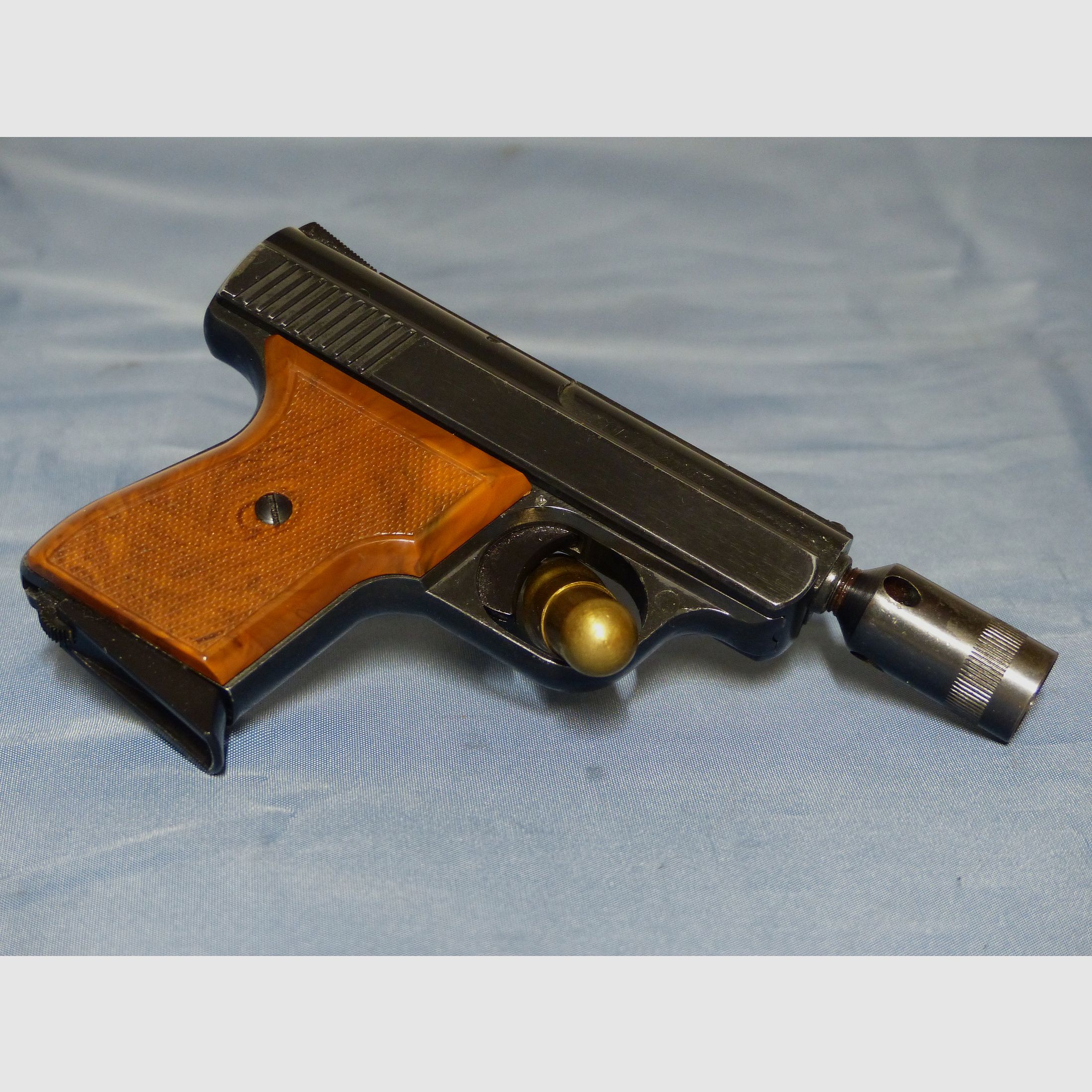 Schreckschuss Gas Pistole Rhöner SM Mod. 15 Cal. 8 mm Knall PTB 83 aus 1975 OVP vintage