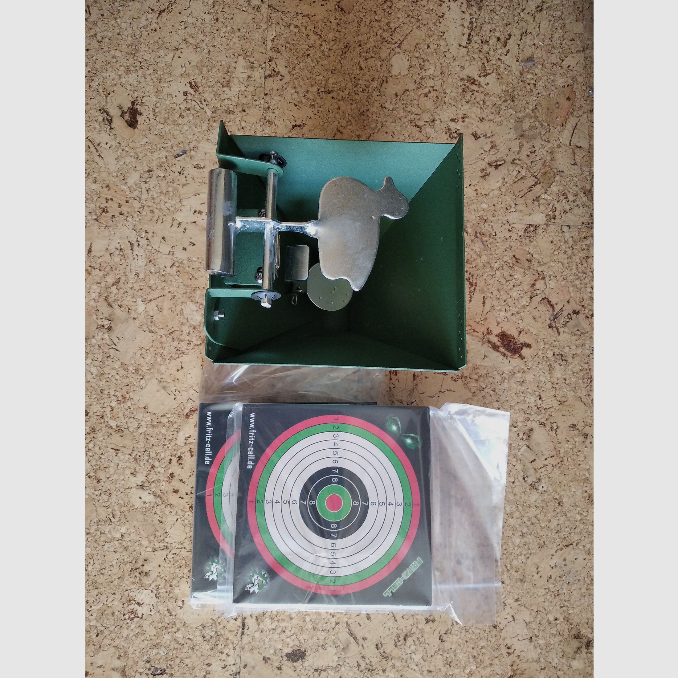 Multifunktions Kugelfangkasten Trichter mit Klappziel Ente mit 200 Zielscheiben 14 x 14 cm dazu! 