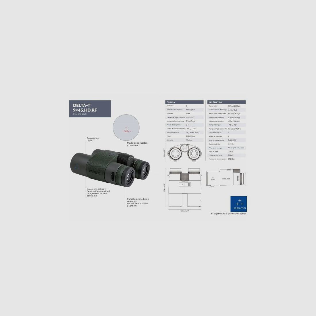 Delta Optical Fernglas mit Entfernungsmesser 9x45 RF, Bild 3 von 7