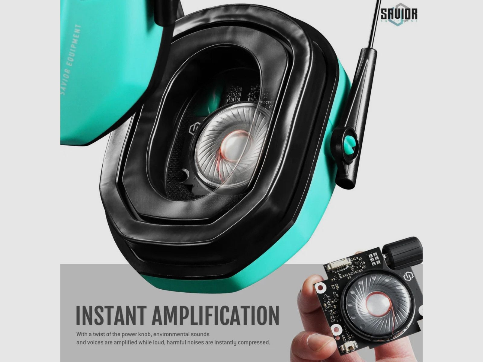 Savior – Casque antibruit actif en gel Apollo – Bright Teal – EM-APOLLO-TE, image 3 sur 7