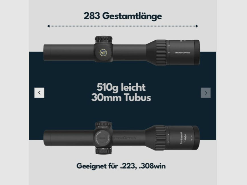 Vector Optics SCOC-44 Continental x6 Zielfernrohr 1-6x24i Fiber - Montage für 21mm Picatinny/Weaver
