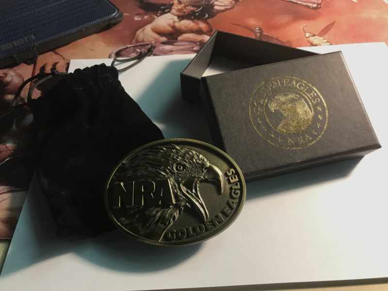 National Rifle Association, NRA, Golden Eagles Gürtelschnalle, mit box