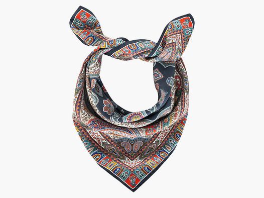 Double-sided printed scarf in pure silk twill with sandwashed finishing