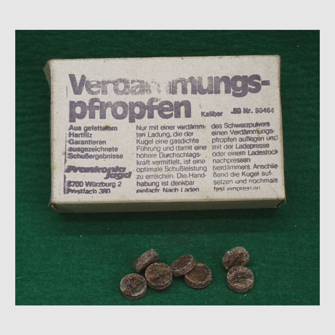 Melchior Hess	 Gefettete Hartfilzpfropfen Kal.50