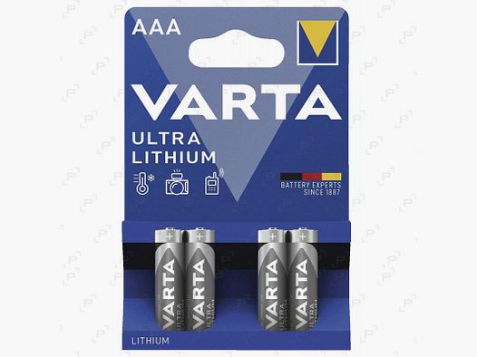 Blister de 4 piles VARTA ULTRA LITHIUM LR03 1,5V