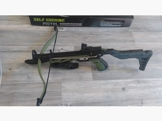 Pistolenarmbrust Alligator II 80 lbs oliv mit Zubehör – unbenutzt