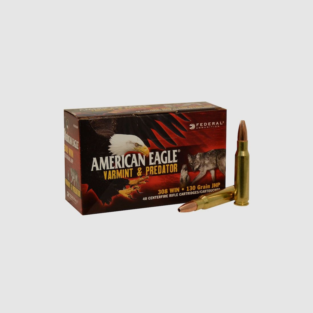 Federal American Eagle Varmint & Predator .308 Win. 130GR JHP 40 Patronen
