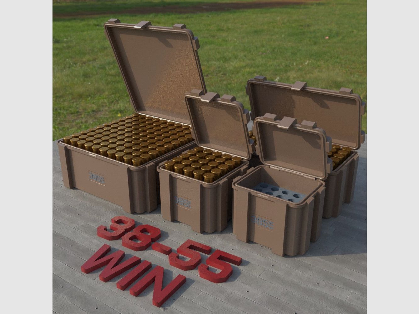Boîte à munitions Filamelt / .38-55 Winchester / 'couvercle rabattable' / boîte de cartouches, boîte à munitions